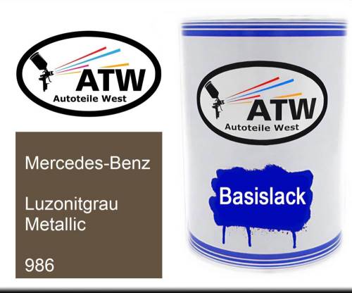 Mercedes-Benz, Luzonitgrau Metallic, 986: 500ml Lackdose, von ATW Autoteile West.